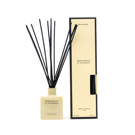 White glass room diffuser with black sticks