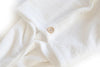 TO112 white bamboo hooded hair wrap with bamboo button