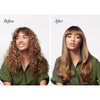 Before and after model from curly to straight hair