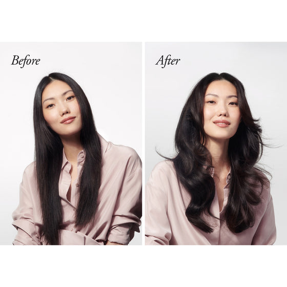 before and after brunette hair model